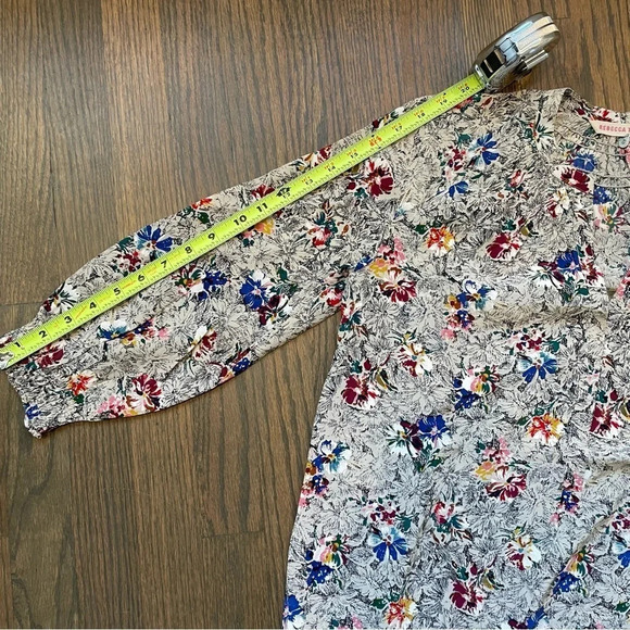 Rebecca Taylor 100% Silk Floral Print Top Blouse Size 0 - Picture 9 of 14